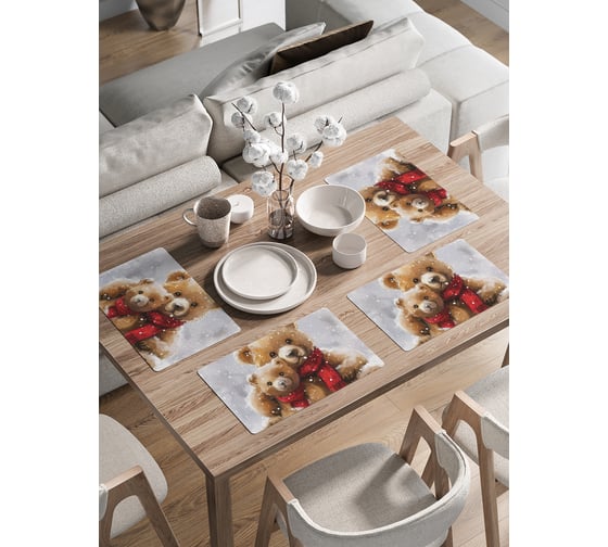 Изображение товара Сервировочные салфетки на стол JoyArty "Снежные мишки", 30x46 см , серия Новый год и Рождество ser002_sd3975_30x46