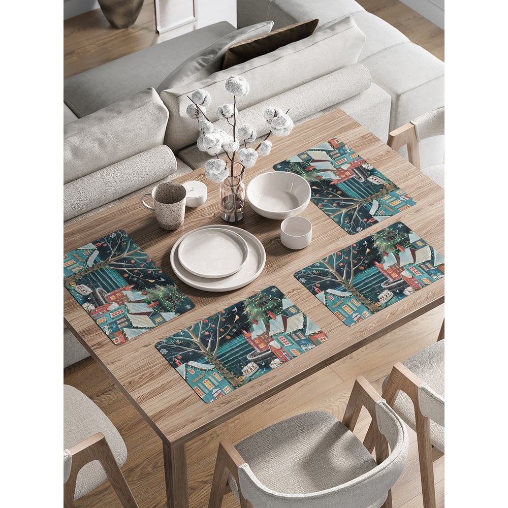 Изображение товара Сервировочные салфетки на стол JoyArty "Зимний городок", 30x46 см , серия Новый год и Рождество ser002_sd3985_30x46