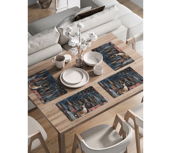 Изображение товара Сервировочные салфетки на стол JoyArty "Заблудившись ночью", 30x46 см , серия Новый год и Рождество ser002_sd3986_30x46