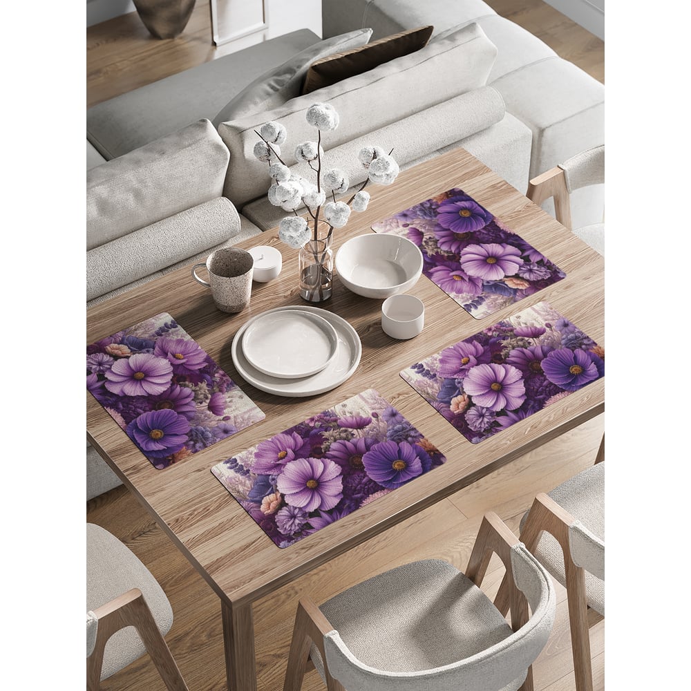 Изображение товара Сервировочные салфетки JoyArty Космея 30x46 см, яркие цветы, 4 шт