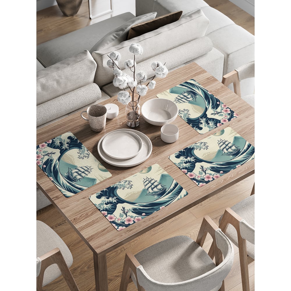 Изображение товара Сервировочные салфетки JoyArty Корабль на волнах 30x46 см, 4 шт