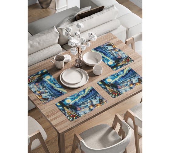 Изображение товара Сервировочные салфетки на стол JoyArty "Праздничная ночь", 30x46 см , серия Новый год и Рождество ser002_sd3891_30x46