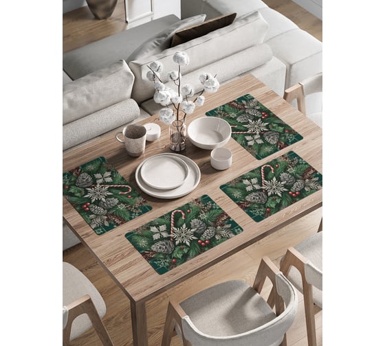 Изображение товара Сервировочные салфетки на стол JoyArty "Снежинки в иголках", 30x46 см , серия Новый год и Рождество ser002_sd3904_30x46