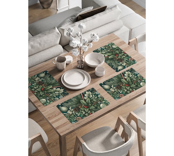 Изображение товара Сервировочные салфетки на стол JoyArty "Клетчатая композиция", 30x46 см , серия Новый год и Рождество ser002_sd3912_30x46