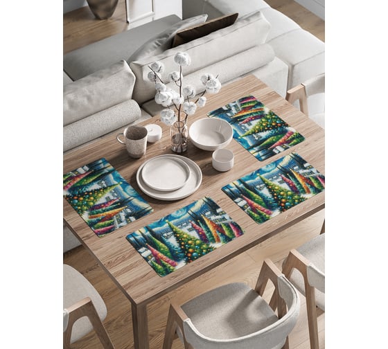 Изображение товара Сервировочные салфетки на стол JoyArty "Нарядные елки", 30x46 см , серия Новый год и Рождество ser002_sd3892_30x46