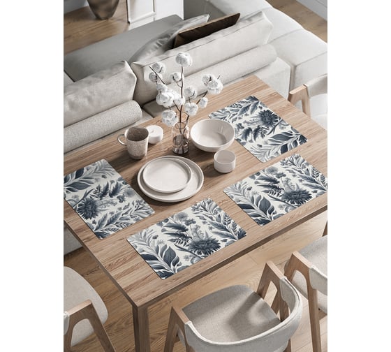 Изображение товара Сервировочные салфетки на стол JoyArty "Серые цветы", 30x46 см , ser002_sd3556_30x46