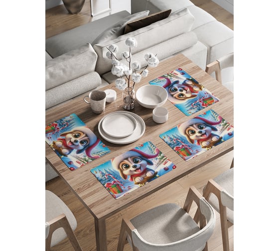 Изображение товара Сервировочные салфетки на стол JoyArty "Прогулка в лесу", 30x46 см , серия Новый год и Рождество ser002_sd3863_30x46