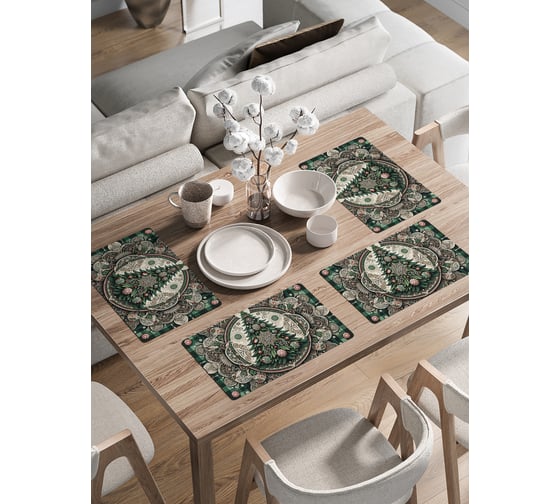 Изображение товара Сервировочные салфетки на стол JoyArty "Нарядная елочка", 30x46 см , серия Новый год и Рождество ser002_sd3910_30x46