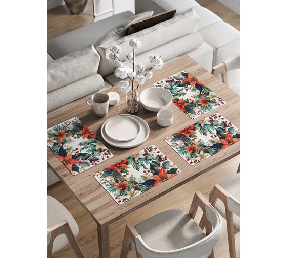 Изображение товара Сервировочные салфетки на стол JoyArty "Лиственный венок", 30x46 см , серия Новый год и Рождество ser002_sd3994_30x46