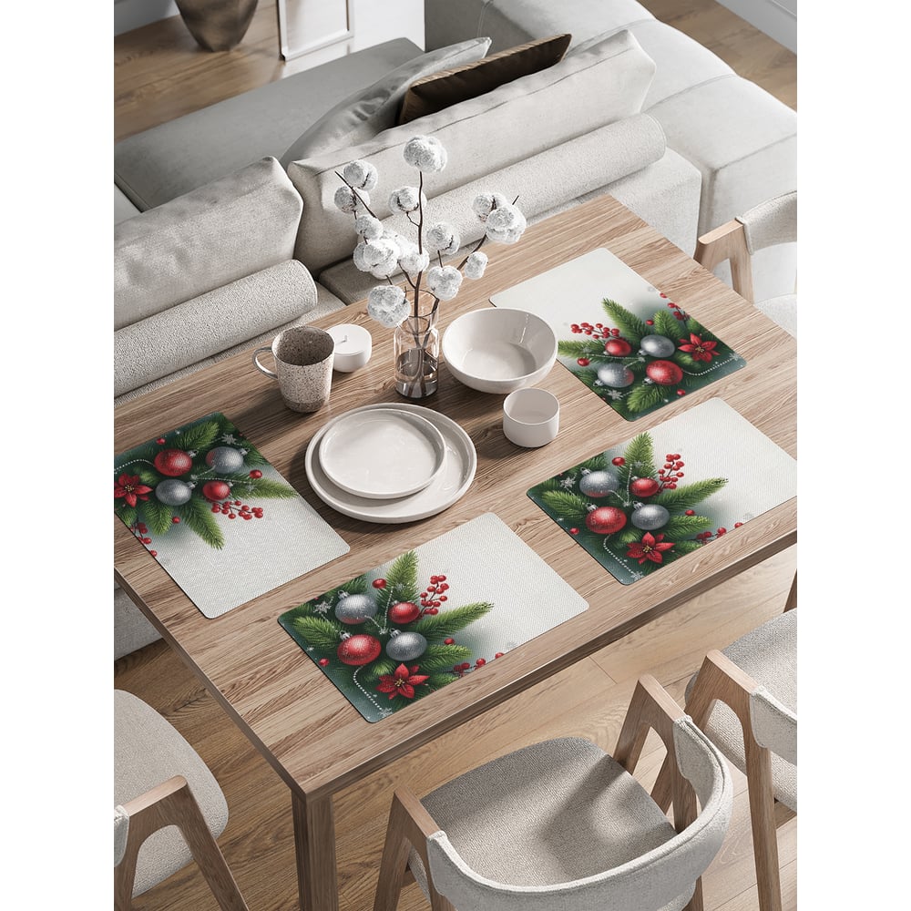 Изображение товара Сервировочные салфетки JoyArty Игрушки в иголках 30x46 см Новогодняя серия