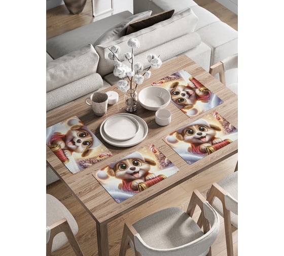 Изображение товара Сервировочные салфетки на стол JoyArty "Спуск с горы", 30x46 см , серия Новый год и Рождество ser002_sd3865_30x46