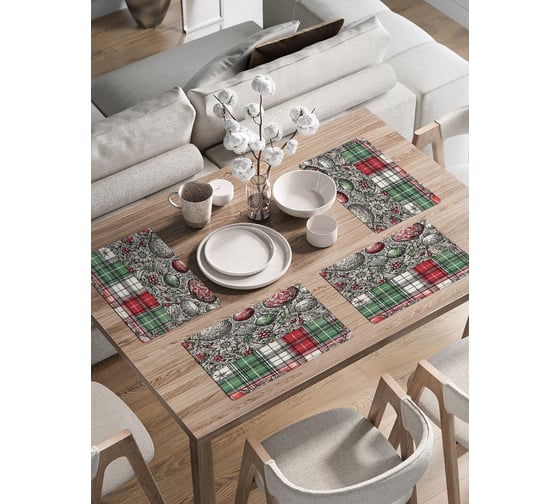 Изображение товара Сервировочные салфетки на стол JoyArty "Игрушки на ель", 30x46 см , серия Новый год и Рождество ser002_sd3940_30x46