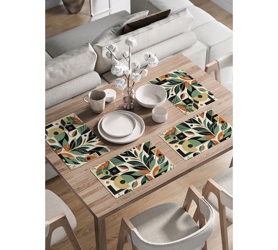 Изображение товара Сервировочные салфетки на стол JoyArty "Геометрия листьев", 30x46 см , ser002_sd3543_30x46