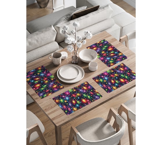 Изображение товара Сервировочные салфетки на стол JoyArty "Красочные огоньки", 30x46 см , серия Новый год и Рождество ser002_sd3885_30x46