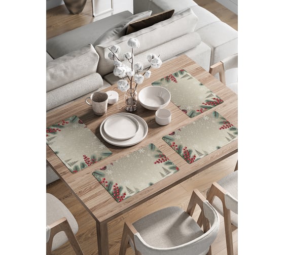 Изображение товара Сервировочные салфетки на стол JoyArty "Нарядный лес", 30x46 см , серия Новый год и Рождество ser002_sd3956_30x46