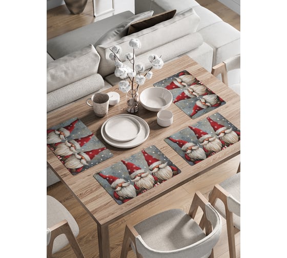 Изображение товара Сервировочные салфетки на стол JoyArty "Снежные гномы", 30x46 см , серия Новый год и Рождество ser002_sd3992_30x46