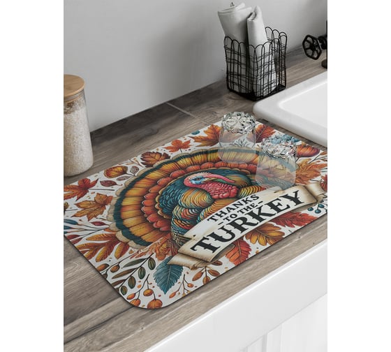 Изображение товара Коврик для сушки посуды JoyArty Благодарность индейке 58x38 см sbmrec_sd4027_58x38