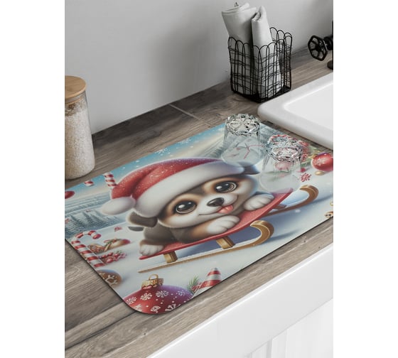 Изображение товара Коврик для сушки посуды JoyArty Веселая прогулка 58x38 см sbmrec_sd3866_58x38