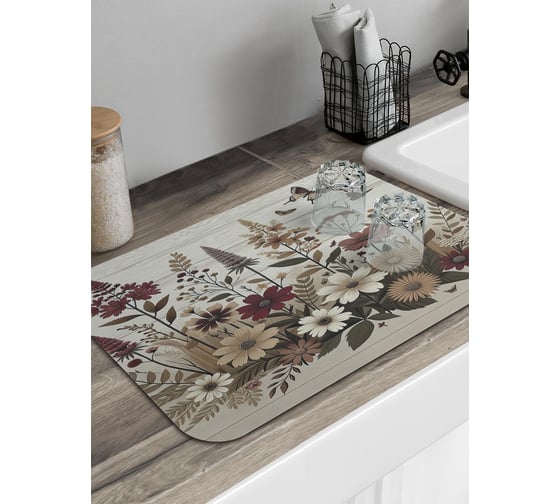 Изображение товара Коврик для сушки посуды JoyArty Бабочки на лугу 58x38 см sbmrec_sd3574_58x38