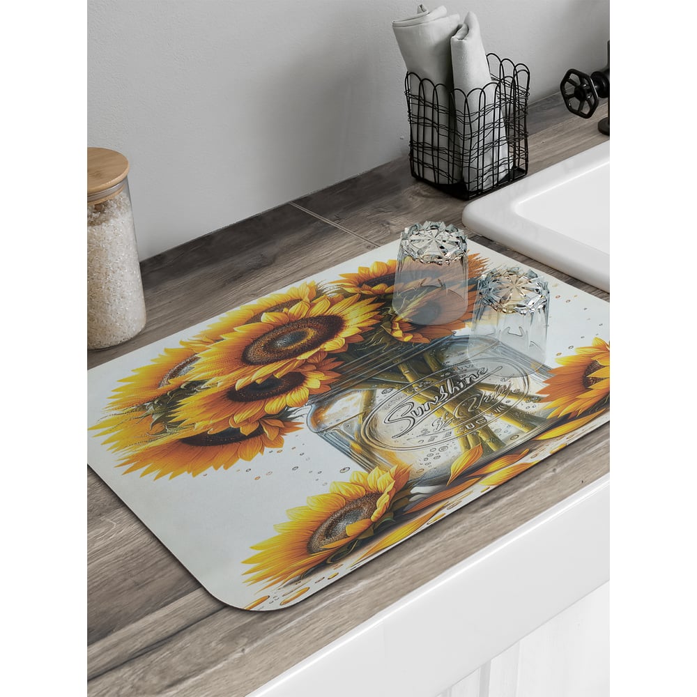 Изображение товара Коврик для сушки посуды JoyArty Букет подсолнухов 58x38 см