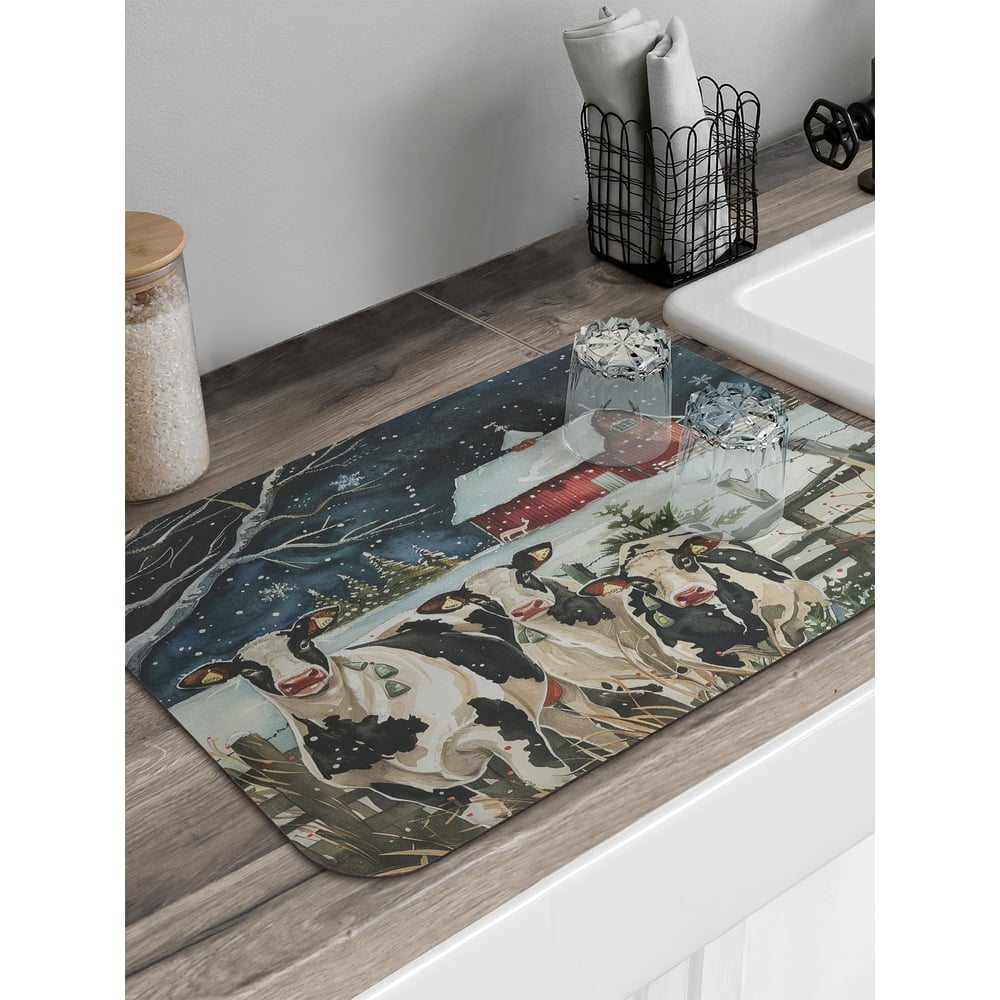 Изображение товара Коврик для сушки посуды JoyArty Коровы на прогулке 58x38 см