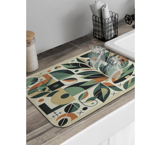 Изображение товара Коврик для сушки посуды JoyArty Геометрия листьев 58x38 см sbmrec_sd3543_58x38