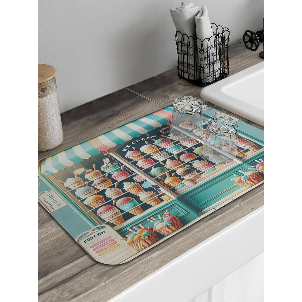 Изображение товара Коврик для посуды JoyArty Лавка с мороженым 58x38 см для сушки и хранения