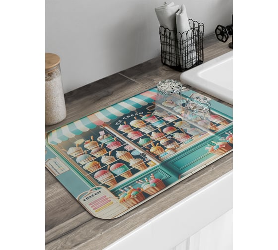Изображение товара Коврик для сушки посуды JoyArty Лавка с мороженым 58x38 см sbmrec_sd3453_58x38