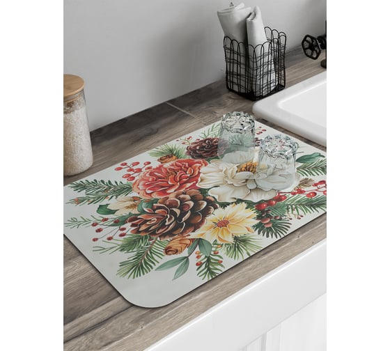 Изображение товара Коврик для сушки посуды JoyArty Букет с шишками 58x38 см sbmrec_sd3995_58x38