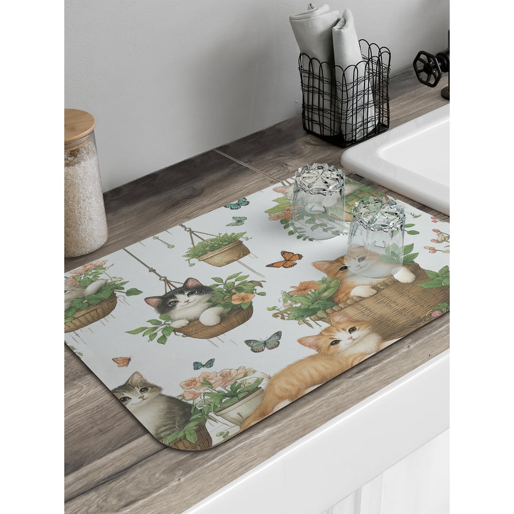 Изображение товара Коврик для сушки посуды JoyArty Котики в горшках 58x38 см