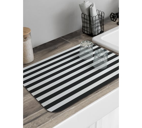 Изображение товара Коврик для сушки посуды JoyArty Горизонтальный контраст полос 58x38 см sbmrec_94528_58x38