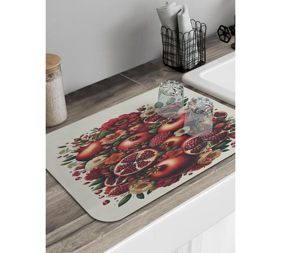 Изображение товара Коврик для сушки посуды JoyArty Гранатовый букет 58x38 см sbmrec_sd3435_58x38