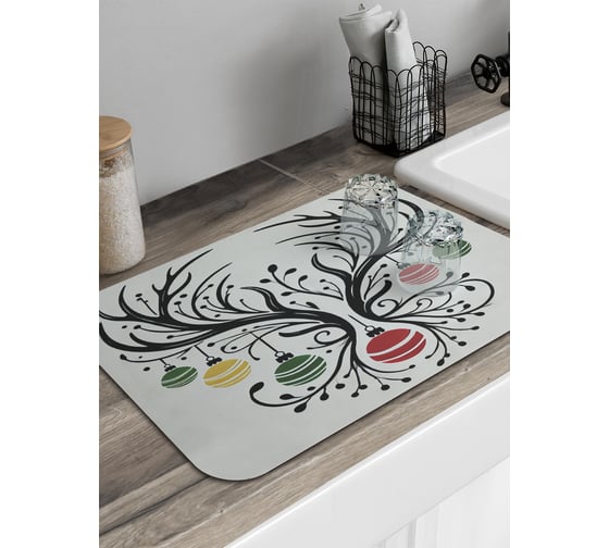 Изображение товара Коврик для сушки посуды JoyArty Древо в украшениях 58x38 см sbmrec_sd3962_58x38
