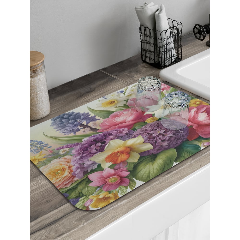 Изображение товара Коврик для сушки посуды JoyArty 58x38 см Весенние цветы