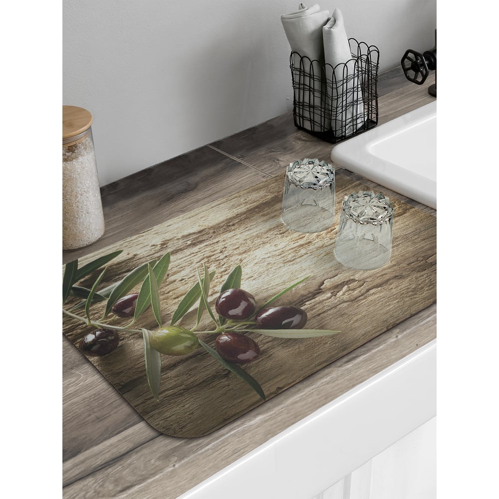 Изображение товара Коврик для сушки посуды JoyArty Ветка оливок 58x38 см стильный и практичный