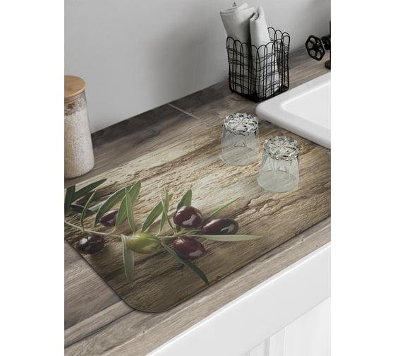Изображение товара Коврик для сушки посуды JoyArty прямоугольный Ветка оливок 58x38 см sbmrec_105977_58x38