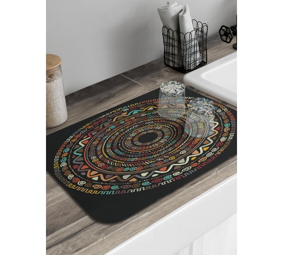 Изображение товара Коврик для сушки посуды JoyArty прямоугольный Африканские круги 58x38 см sbmrec_414064_58x38