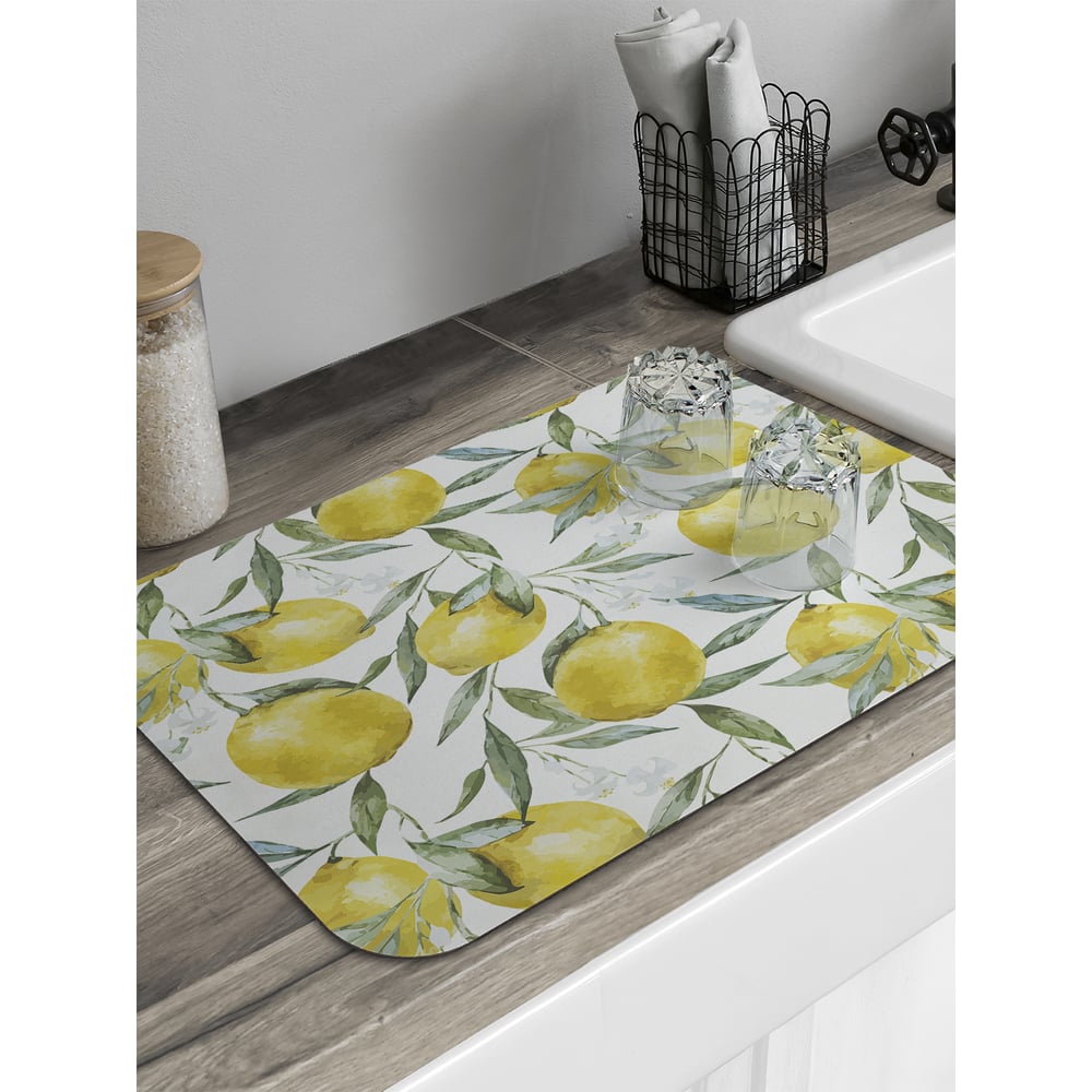 Изображение товара Коврик для сушки посуды JoyArty Ветви лимона 58x38 см практичный и яркий