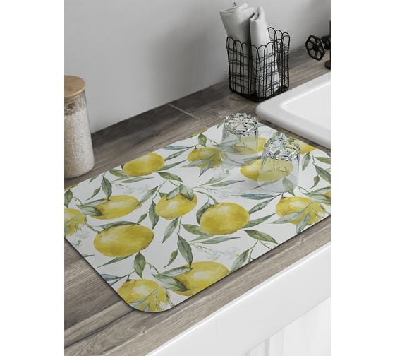 Изображение товара Коврик для сушки посуды JoyArty прямоугольный Ветви лимона 58x38 см sbmrec_31934_58x38
