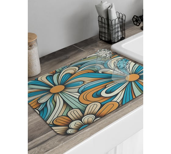 Изображение товара Коврик для сушки посуды JoyArty прямоугольный Бутон ромашки 58x38 см sbmrec_sd3552_58x38