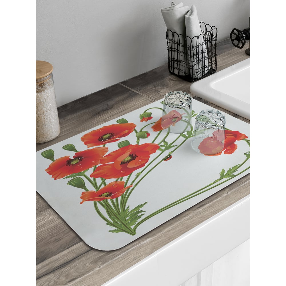 Изображение товара Коврик для сушки посуды JoyArty прямоугольный Букет маков 58x38 см