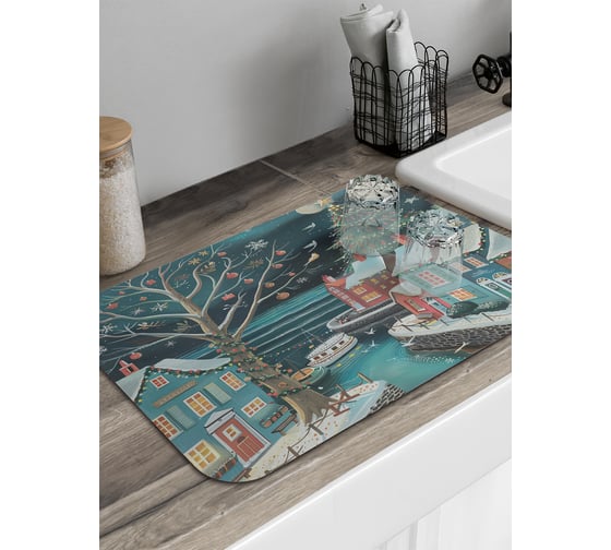 Изображение товара Коврик для сушки посуды JoyArty прямоугольный Зимний городок 58x38 см sbmrec_sd3985_58x38