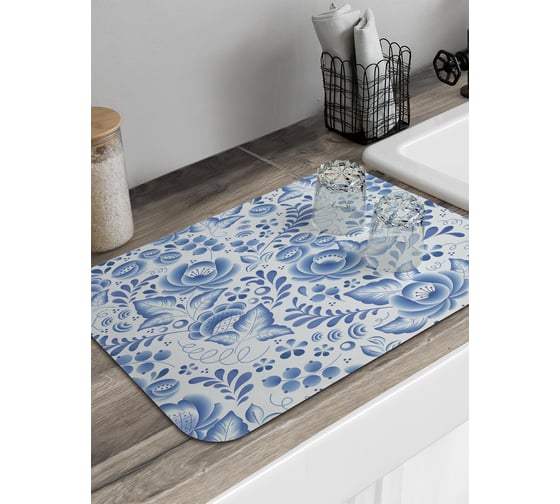 Изображение товара Коврик для сушки посуды JoyArty прямоугольный Керамическая гжель 58x38 см sbmrec_62522_58x38