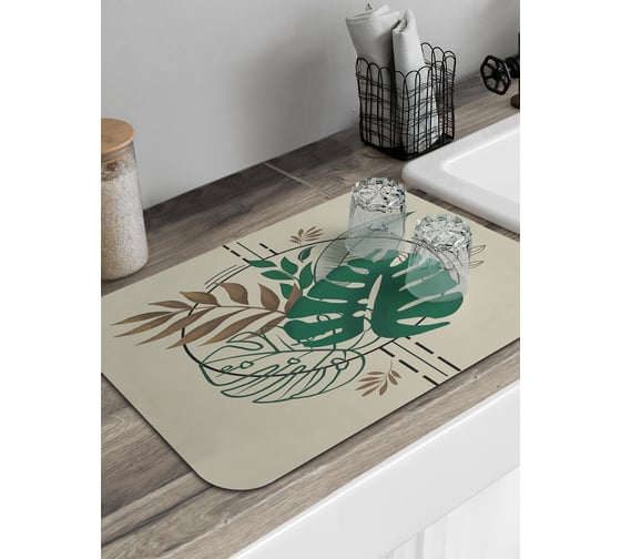 Изображение товара Коврик для сушки посуды JoyArty прямоугольный Листья монстеры 58x38 см sbmrec_420329_58x38