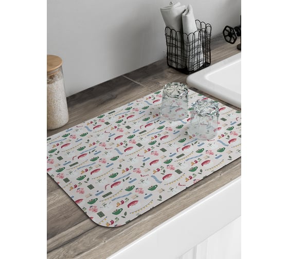 Изображение товара Коврик для сушки посуды JoyArty прямоугольный Настроение праздника 58x38 см sbmrec_427878_58x38