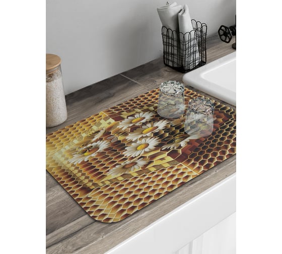Изображение товара Коврик для сушки посуды JoyArty прямоугольный Медовые цветы 58x38 см sbmrec_sd3423_58x38