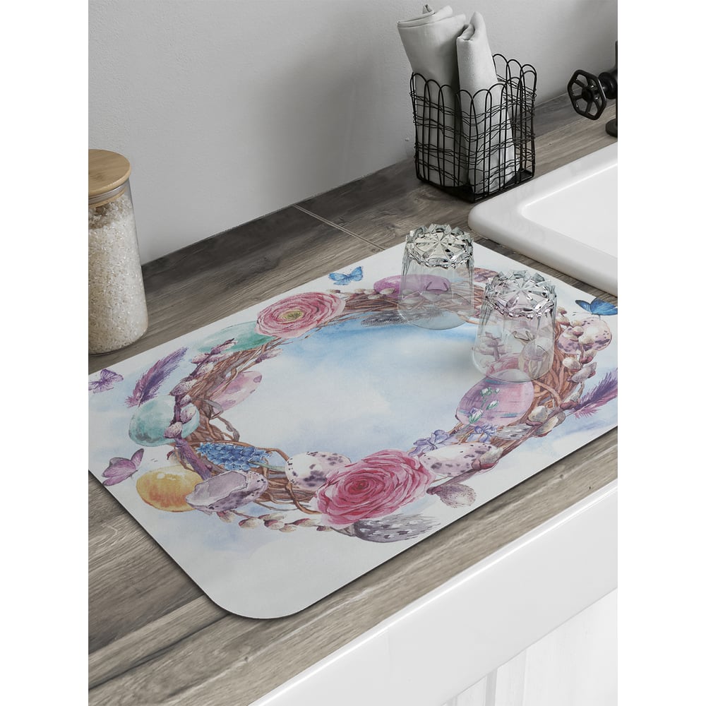 Изображение товара Коврик для сушки посуды JoyArty прямоугольный Пасхальный венок 58x38 см sbmrec_28436_58x38