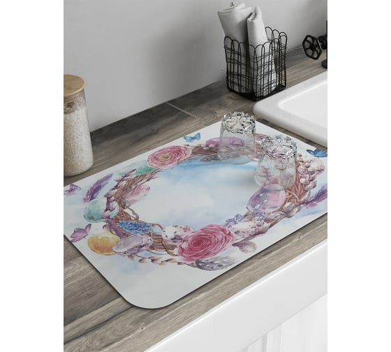 Изображение товара Коврик для сушки посуды JoyArty прямоугольный Пасхальный венок 58x38 см sbmrec_28436_58x38