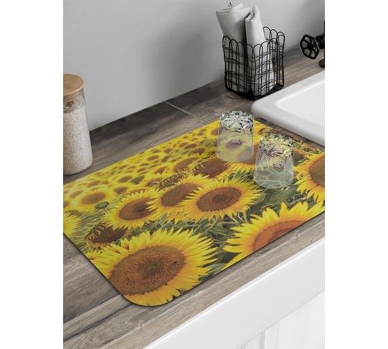 Изображение товара Коврик для сушки посуды JoyArty прямоугольный Поле подсолнухов 58x38 см sbmrec_105983_58x38