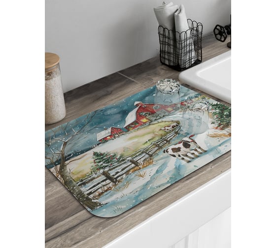 Изображение товара Коврик для сушки посуды JoyArty прямоугольный Прогулка зимой 58x38 см sbmrec_sd3989_58x38